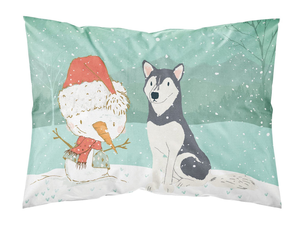 Siberian Husky Snowman Christmas Standard Pillowcase Lightweight Super Soft Easy Care Decorative Artwork Pillowcase, Standard