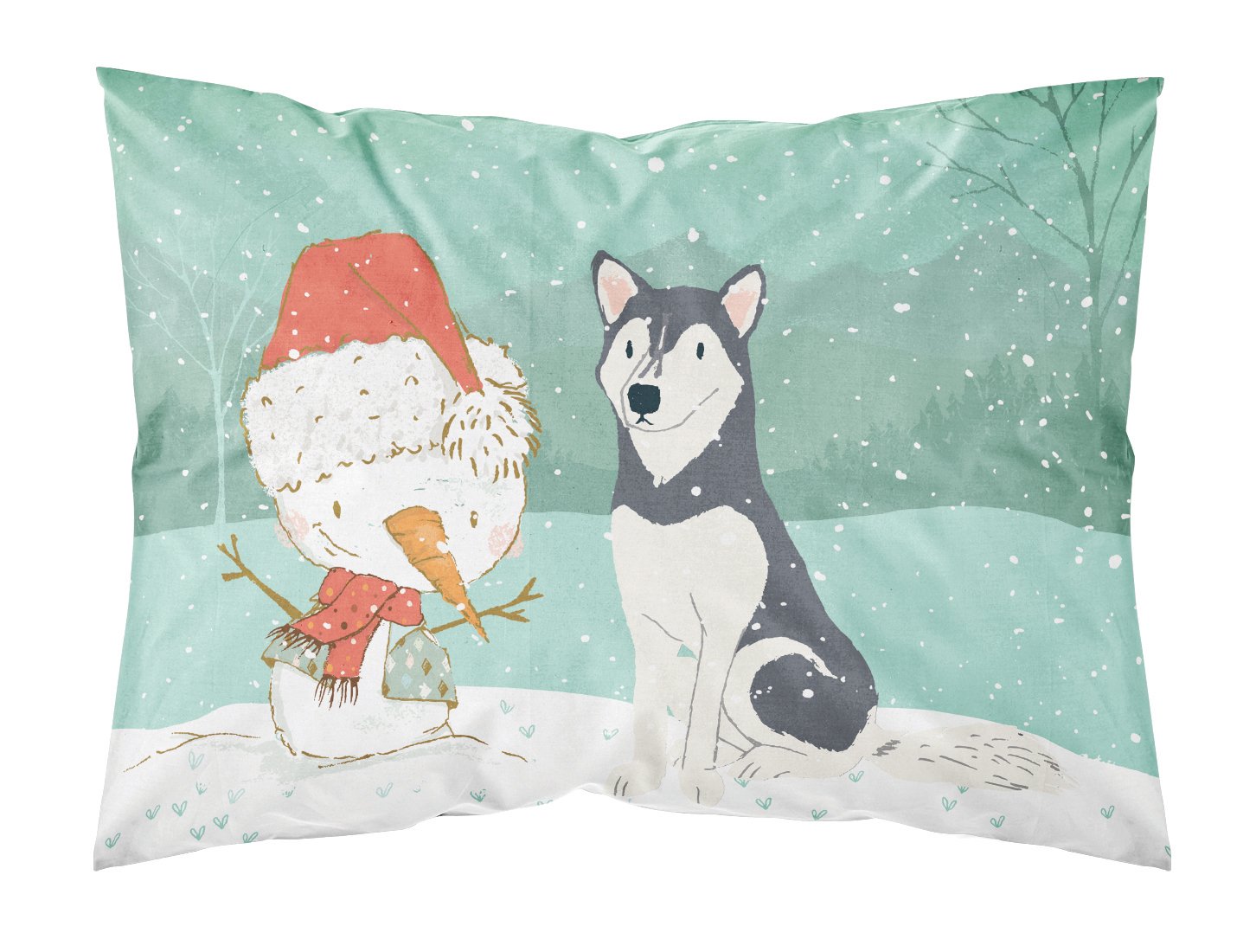 Siberian Husky Snowman Christmas Standard Pillowcase Lightweight Super Soft Easy Care Decorative Artwork Pillowcase, Standard
