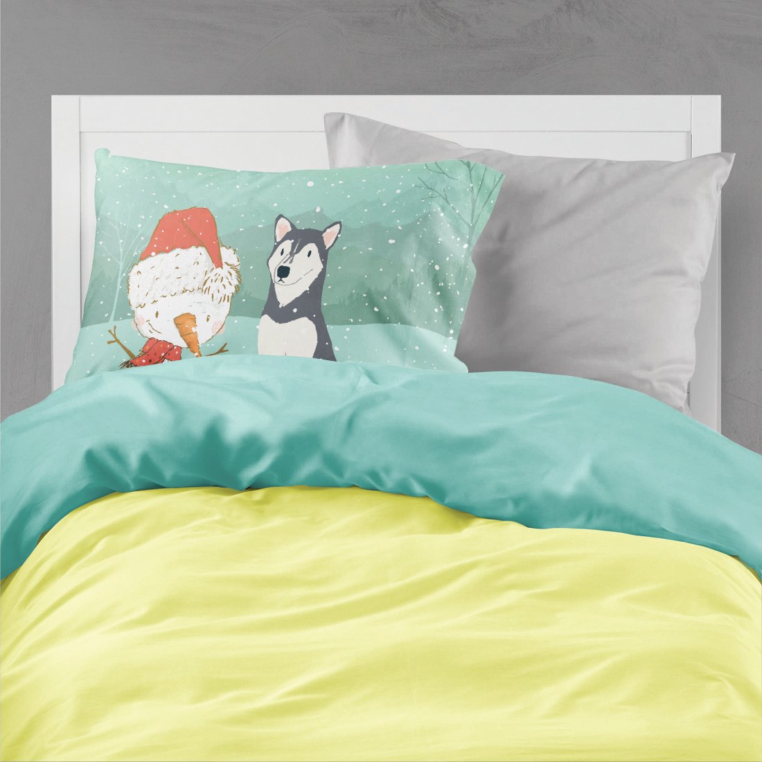 Siberian Husky Snowman Christmas Standard Pillowcase Lightweight Super Soft Easy Care Decorative Artwork Pillowcase, Standard