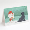 Black Labrador Snowman Christmas Greeting Cards Pack of 8 Blank Cards with Envelopes Whimsical A7 Size 5x7