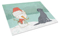 Black Labrador Snowman Christmas Cutting Board Tempered Glass Kitchen Cutting Surface, Heat Resistant Chopping, Non-Slip Feet, Food Prep & Serving