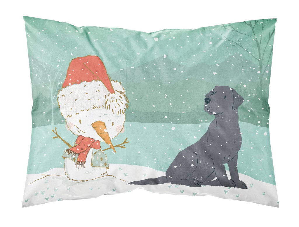 Black Labrador Snowman Christmas Standard Pillowcase Lightweight Super Soft Easy Care Decorative Artwork Pillowcase, Standard