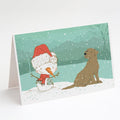 Chocolate Labrador Snowman Christmas Greeting Cards Pack of 8 Blank Cards with Envelopes Whimsical A7 Size 5x7
