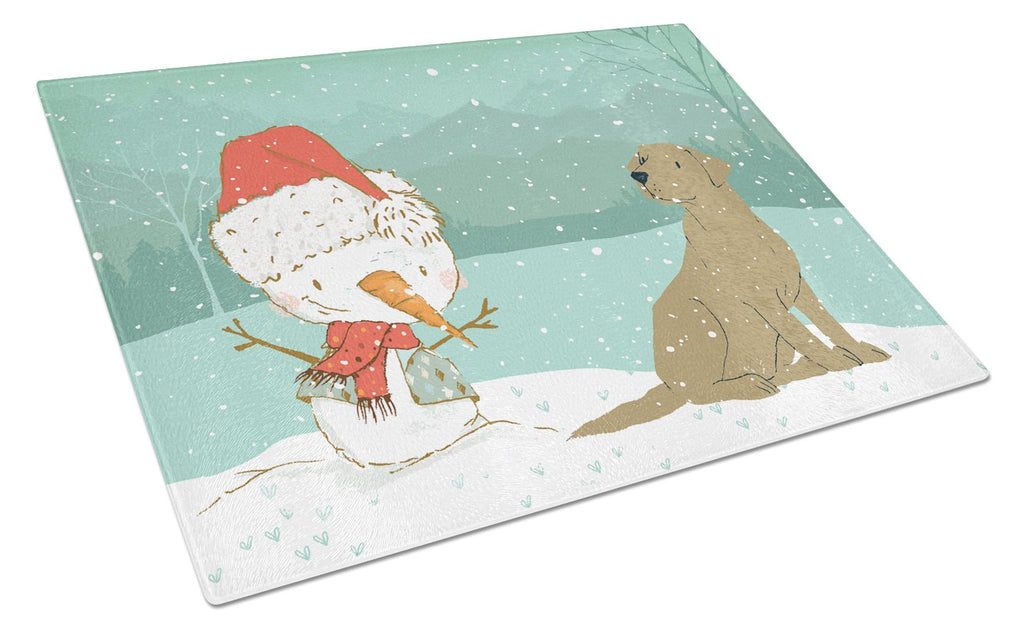 Chocolate Labrador Snowman Christmas Cutting Board Tempered Glass Kitchen Cutting Surface, Heat Resistant Chopping, Non-Slip Feet, Food Prep & Serving