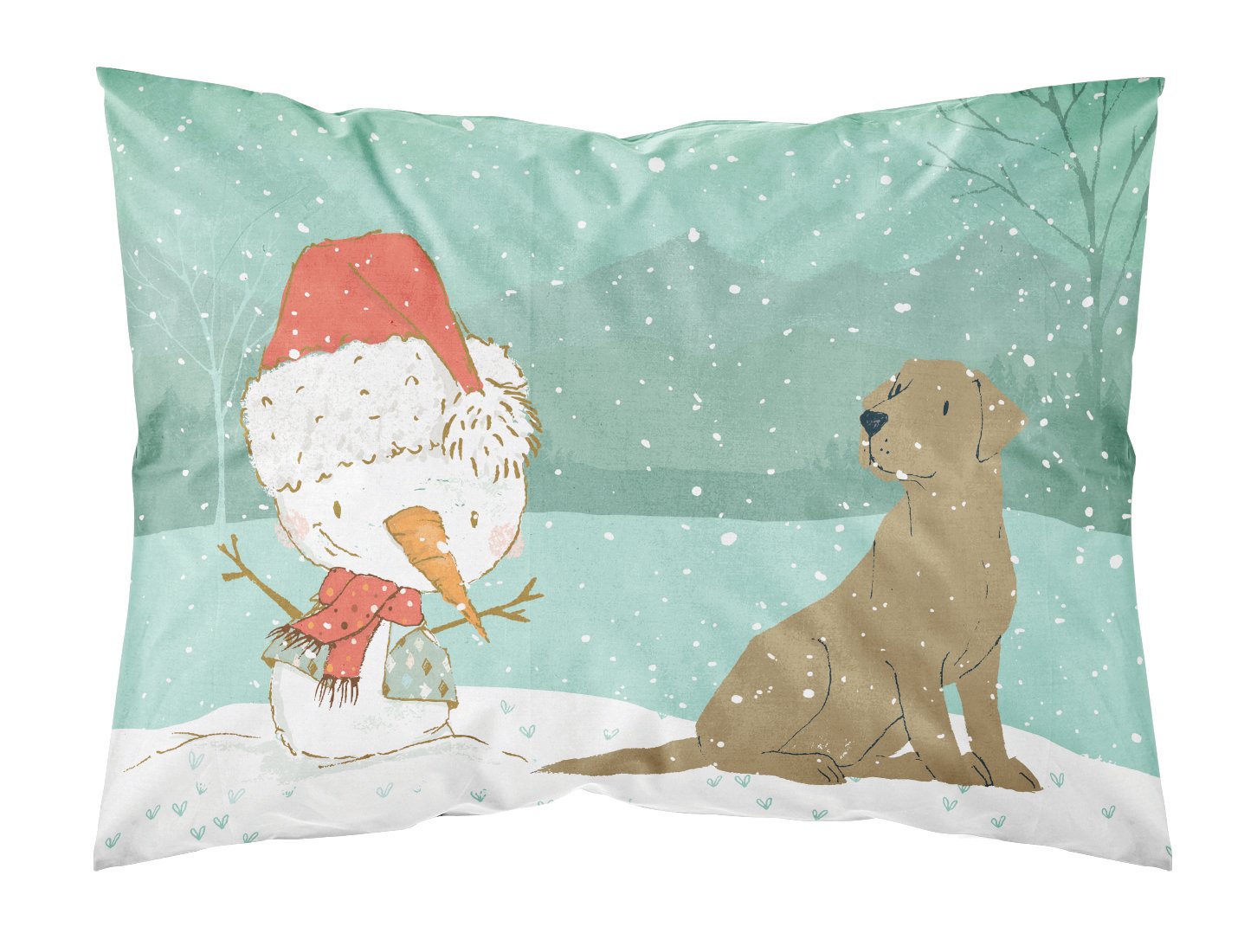 Chocolate Labrador Snowman Christmas Standard Pillowcase Lightweight Super Soft Easy Care Decorative Artwork Pillowcase, Standard