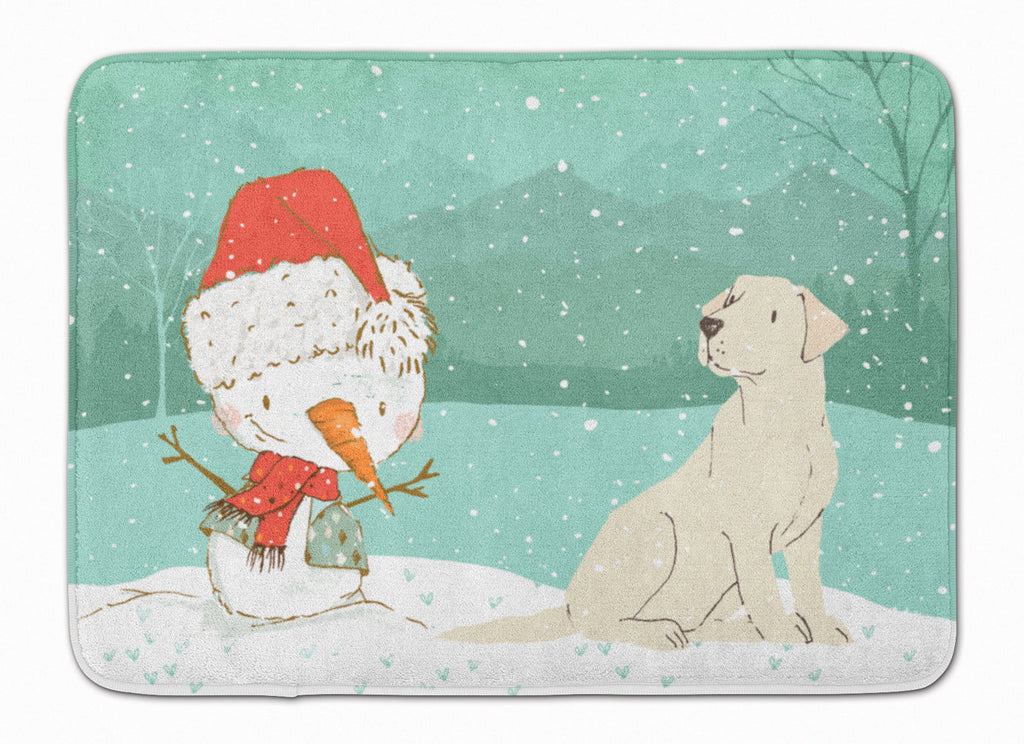 Yellow Labrador Snowman Christmas Memory Foam Kitchen Mat Machine Washable Anti-Fatigue Cushion Comfort Bath or Kitchen Rug