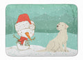 Yellow Labrador Snowman Christmas Memory Foam Kitchen Mat Machine Washable Anti-Fatigue Cushion Comfort Bath or Kitchen Rug
