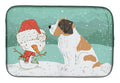 Saint Bernard Snowman Christmas Dish Drying Mat Absorbent Dish Drying Mat Pad for Kitchen Counter Dish Drainer Mat for Countertop, 14 x 21", Multicolor