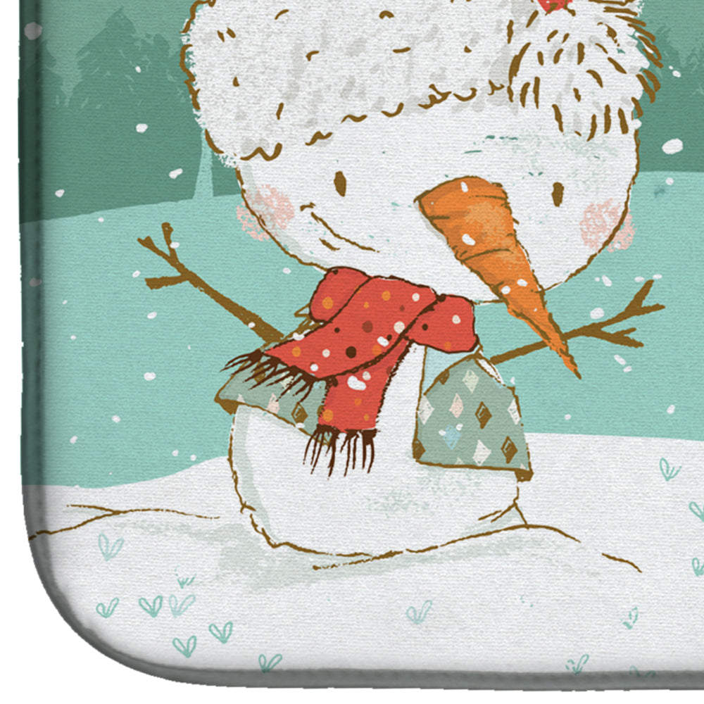 Saint Bernard Snowman Christmas Dish Drying Mat Absorbent Dish Drying Mat Pad for Kitchen Counter Dish Drainer Mat for Countertop, 14 x 21", Multicolor
