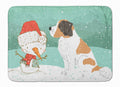 Saint Bernard Snowman Christmas Memory Foam Kitchen Mat Machine Washable Anti-Fatigue Cushion Comfort Bath or Kitchen Rug