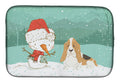 Basset Hound Snowman Christmas Dish Drying Mat Absorbent Dish Drying Mat Pad for Kitchen Counter Dish Drainer Mat for Countertop, 14 x 21", Multicolor