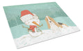 Basset Hound Snowman Christmas Cutting Board Tempered Glass Kitchen Cutting Surface, Heat Resistant Chopping, Non-Slip Feet, Food Prep & Serving