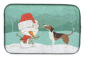 Beagle Snowman Christmas Dish Drying Mat Absorbent Dish Drying Mat Pad for Kitchen Counter Dish Drainer Mat for Countertop, 14 x 21", Multicolor