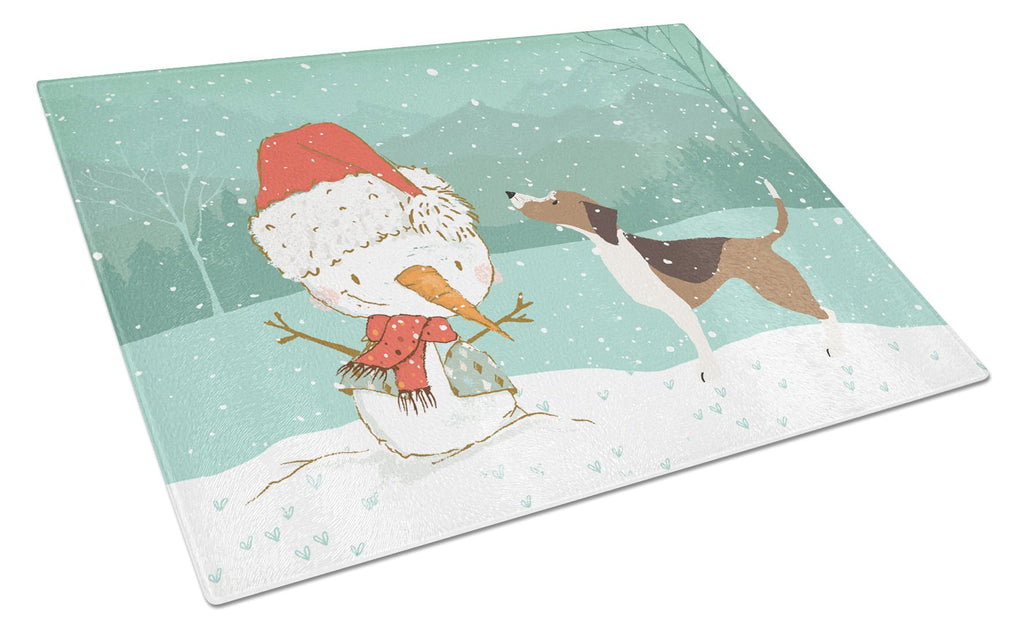 Beagle Snowman Christmas Cutting Board Tempered Glass Kitchen Cutting Surface, Heat Resistant Chopping, Non-Slip Feet, Food Prep & Serving