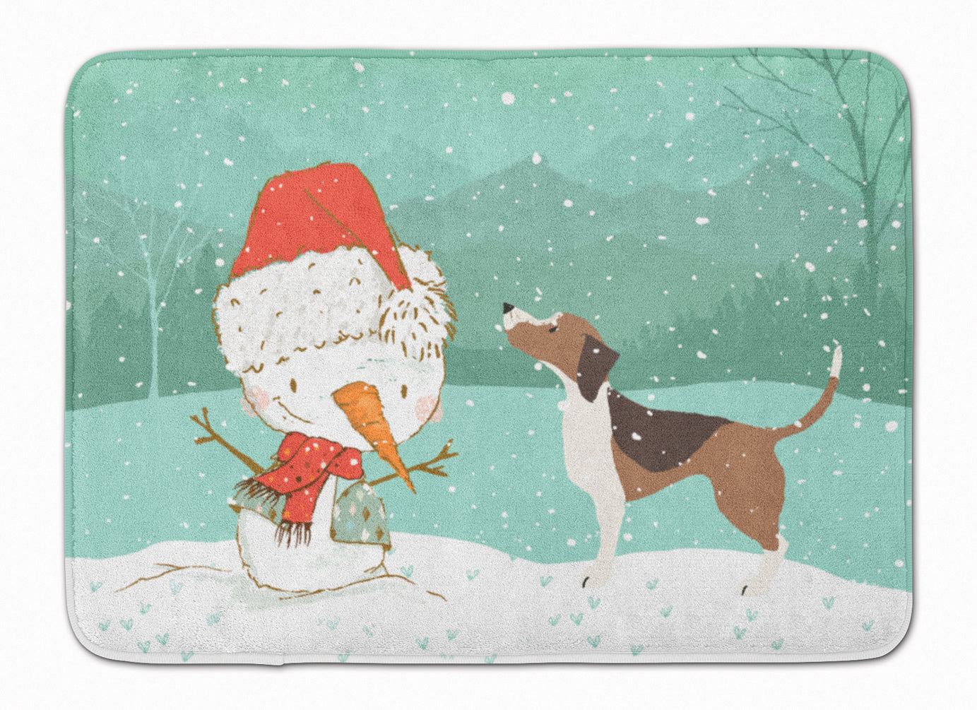 Beagle Snowman Christmas Memory Foam Kitchen Mat Machine Washable Anti-Fatigue Cushion Comfort Bath or Kitchen Rug