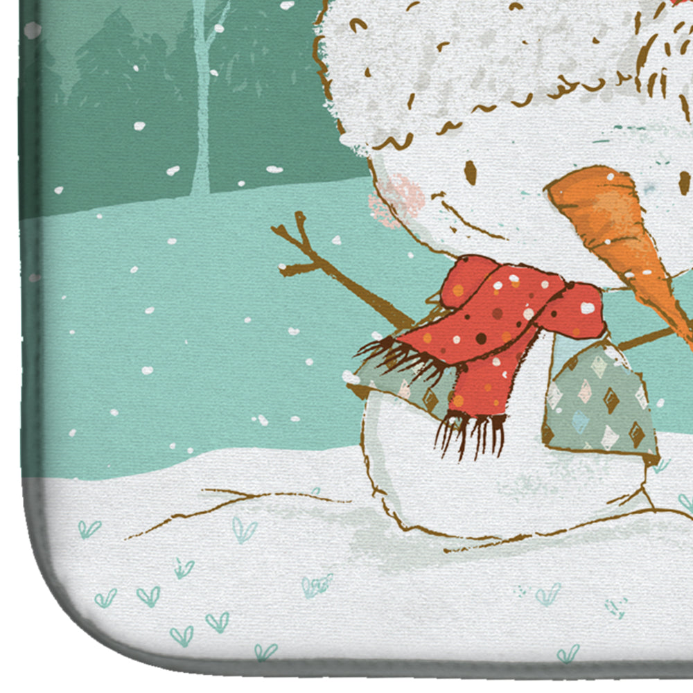 English Bulldog Snowman Christmas Dish Drying Mat Absorbent Dish Drying Mat Pad for Kitchen Counter Dish Drainer Mat for Countertop, 14 x 21", Multicolor
