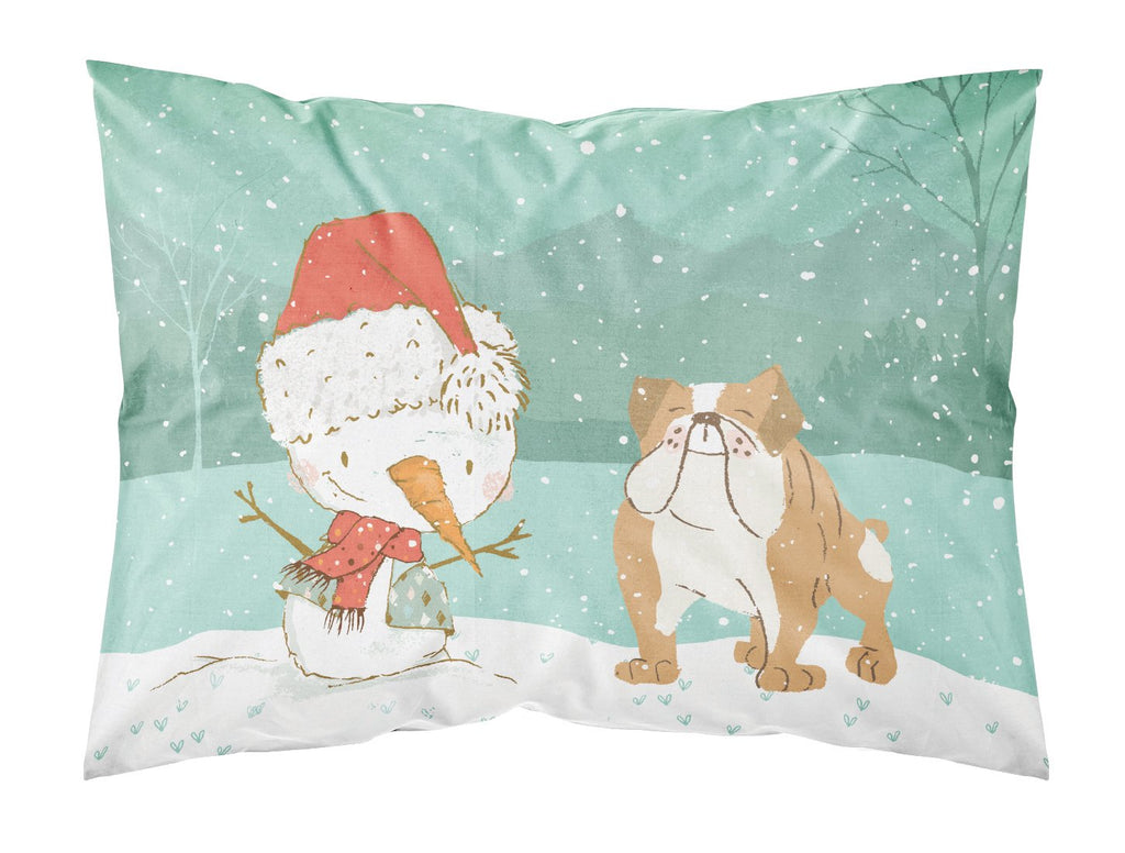 English Bulldog Snowman Christmas Standard Pillowcase Lightweight Super Soft Easy Care Decorative Artwork Pillowcase, Standard