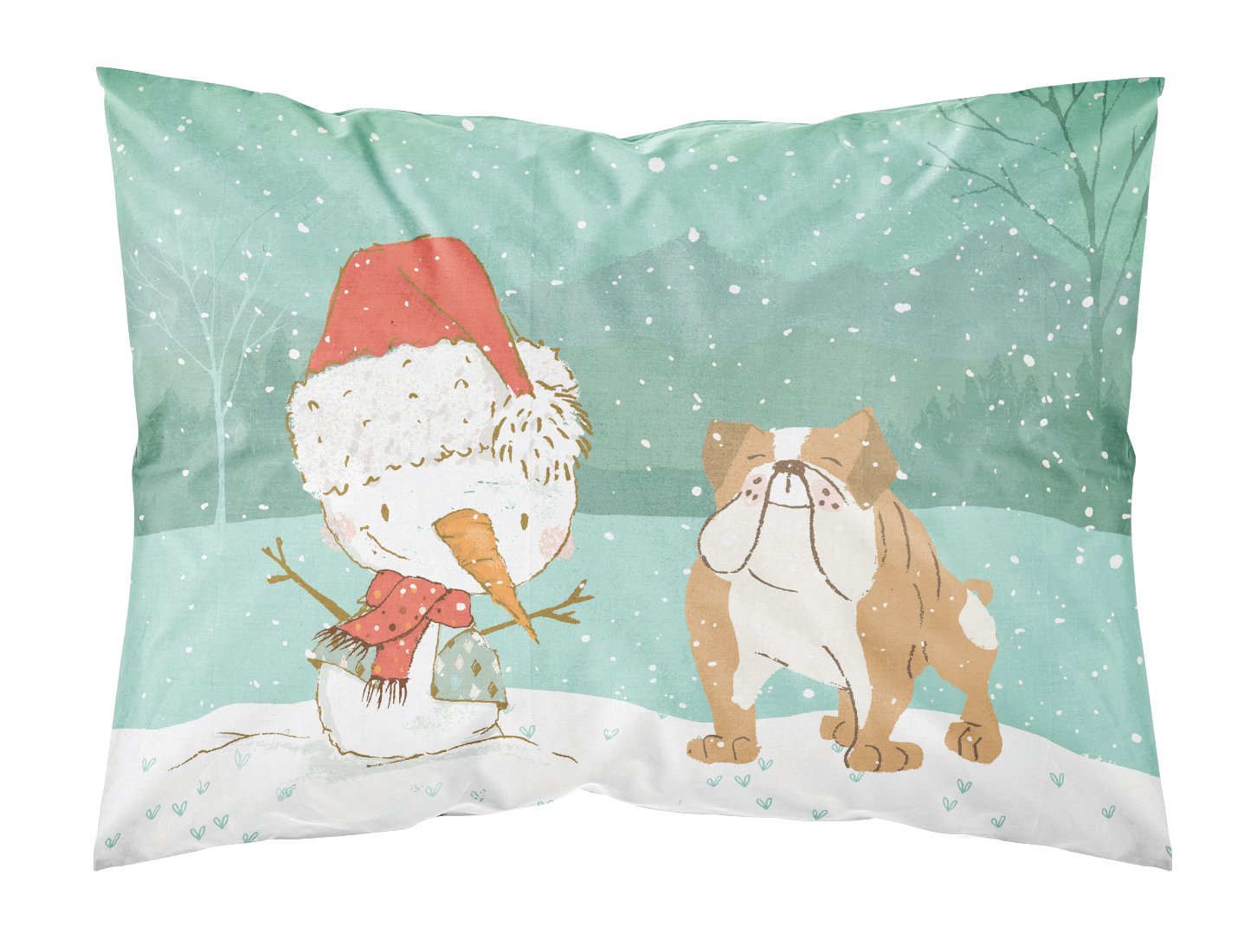 English Bulldog Snowman Christmas Standard Pillowcase Lightweight Super Soft Easy Care Decorative Artwork Pillowcase, Standard