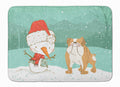 English Bulldog Snowman Christmas Memory Foam Kitchen Mat Machine Washable Anti-Fatigue Cushion Comfort Bath or Kitchen Rug