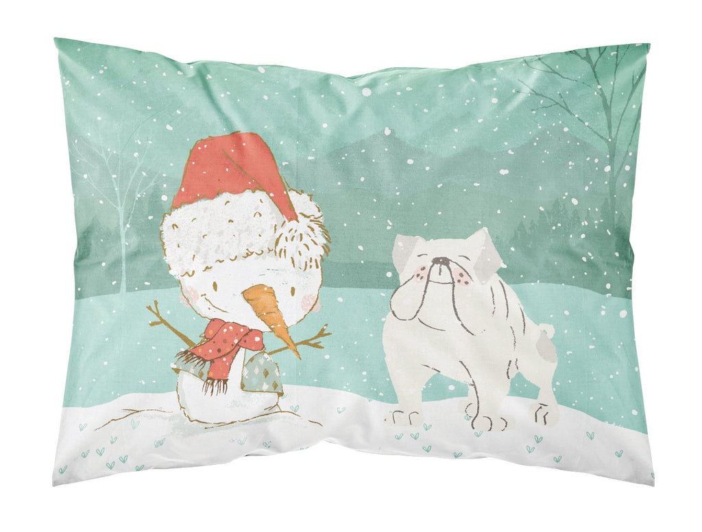 White English Bulldog Snowman Christmas Standard Pillowcase Lightweight Super Soft Easy Care Decorative Artwork Pillowcase, Standard
