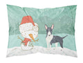 Black Bull Terrier Snowman Christmas Standard Pillowcase Lightweight Super Soft Easy Care Decorative Artwork Pillowcase, Standard