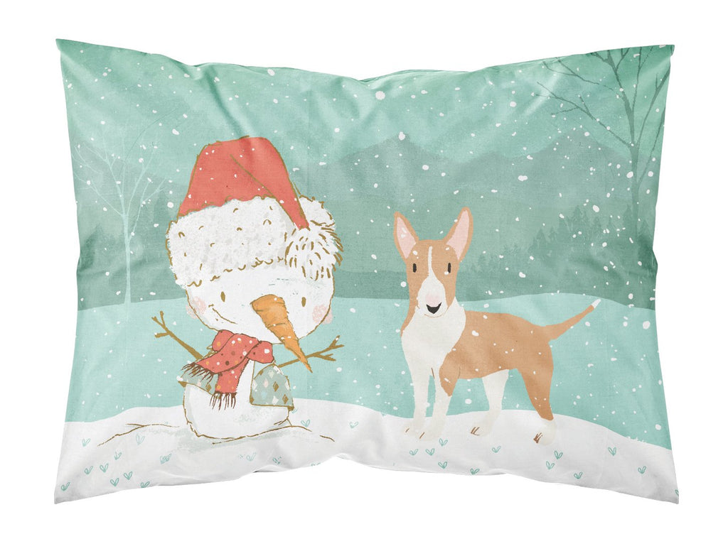 Fawn Bull Terrier Snowman Christmas Standard Pillowcase Lightweight Super Soft Easy Care Decorative Artwork Pillowcase, Standard