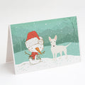 White Bull Terrier Snowman Christmas Greeting Cards Pack of 8 Blank Cards with Envelopes Whimsical A7 Size 5x7