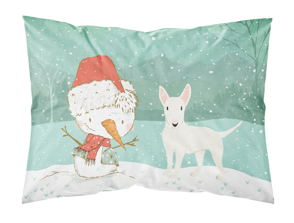 White Bull Terrier Snowman Christmas Standard Pillowcase Lightweight Super Soft Easy Care Decorative Artwork Pillowcase, Standard