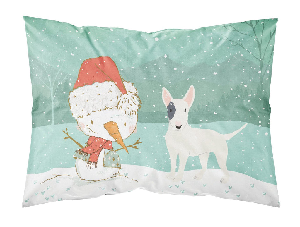 White Spot Bull Terrier Snowman Christmas Standard Pillowcase Lightweight Super Soft Easy Care Decorative Artwork Pillowcase, Standard
