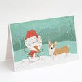 Pembroke Corgi Snowman Christmas Greeting Cards Pack of 8 Blank Cards with Envelopes Whimsical A7 Size 5x7