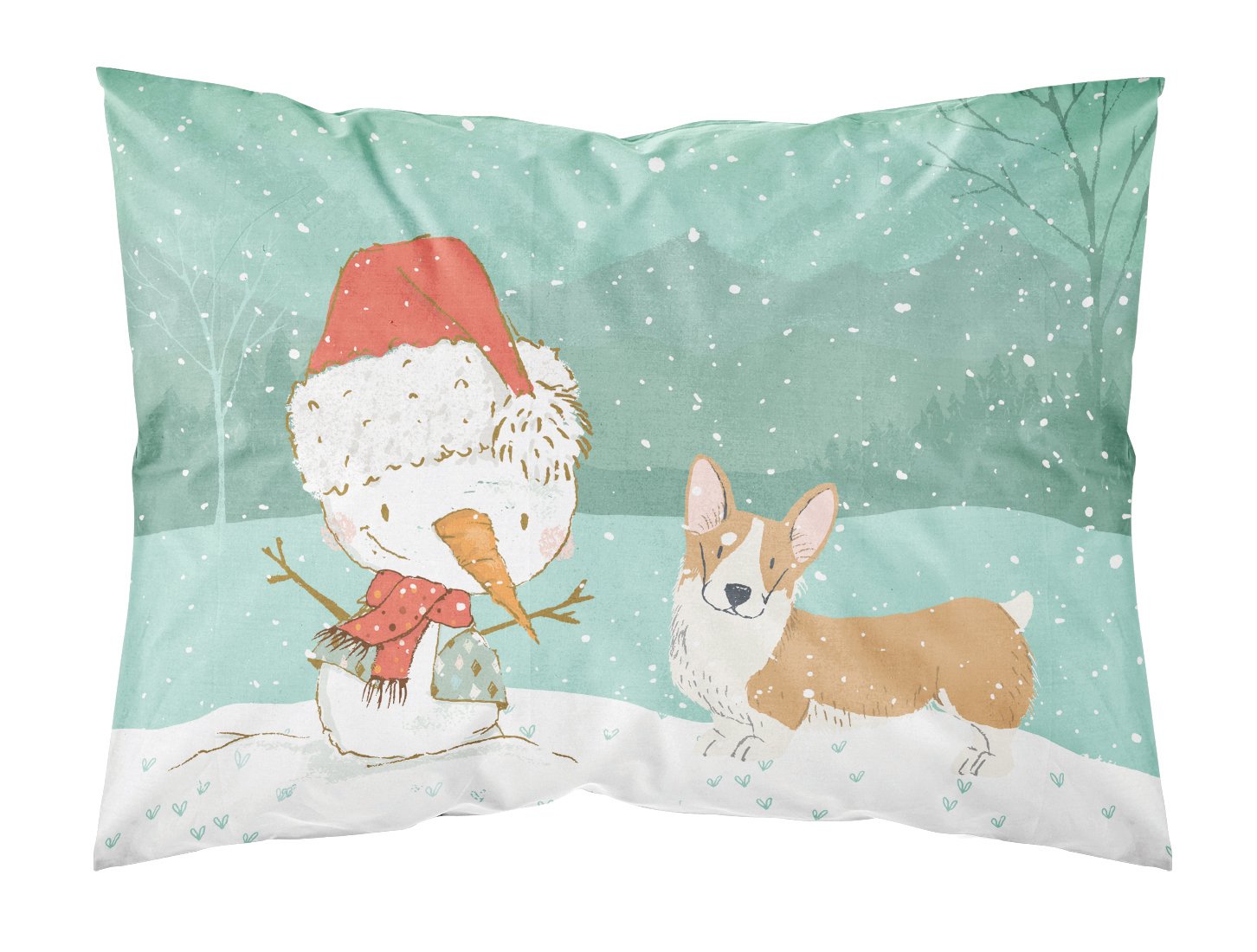 Pembroke Corgi Snowman Christmas Standard Pillowcase Lightweight Super Soft Easy Care Decorative Artwork Pillowcase, Standard
