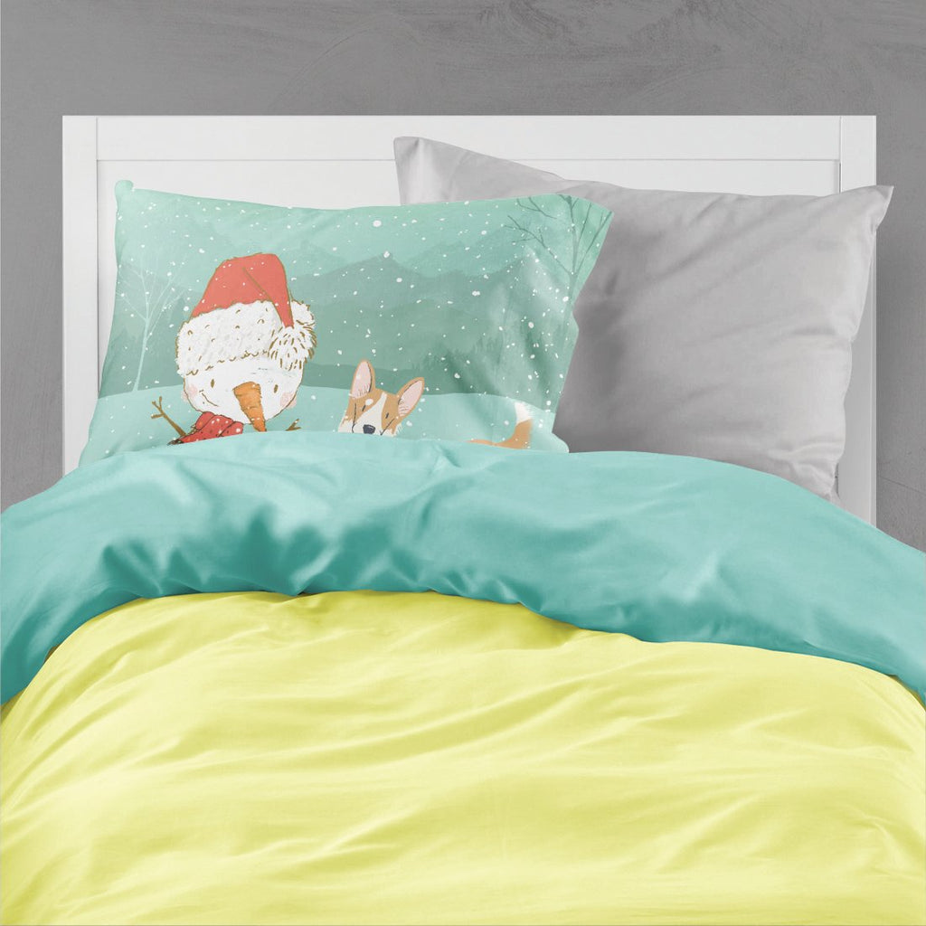 Cardigan Corgi Snowman Christmas Standard Pillowcase Lightweight Super Soft Easy Care Decorative Artwork Pillowcase, Standard