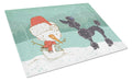 Black Poodle Snowman Christmas Cutting Board Tempered Glass Kitchen Cutting Surface, Heat Resistant Chopping, Non-Slip Feet, Food Prep & Serving