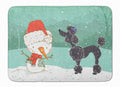 Black Poodle Snowman Christmas Memory Foam Kitchen Mat Machine Washable Anti-Fatigue Cushion Comfort Bath or Kitchen Rug