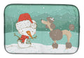 Chocolate Poodle Snowman Christmas Dish Drying Mat Absorbent Dish Drying Mat Pad for Kitchen Counter Dish Drainer Mat for Countertop, 14 x 21", Multicolor