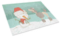 Chocolate Poodle Snowman Christmas Cutting Board Tempered Glass Kitchen Cutting Surface, Heat Resistant Chopping, Non-Slip Feet, Food Prep & Serving