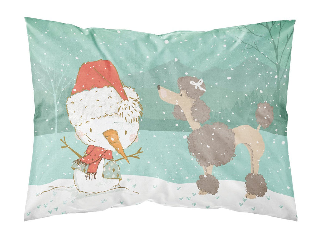 Chocolate Poodle Snowman Christmas Standard Pillowcase Lightweight Super Soft Easy Care Decorative Artwork Pillowcase, Standard