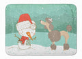 Chocolate Poodle Snowman Christmas Memory Foam Kitchen Mat Machine Washable Anti-Fatigue Cushion Comfort Bath or Kitchen Rug