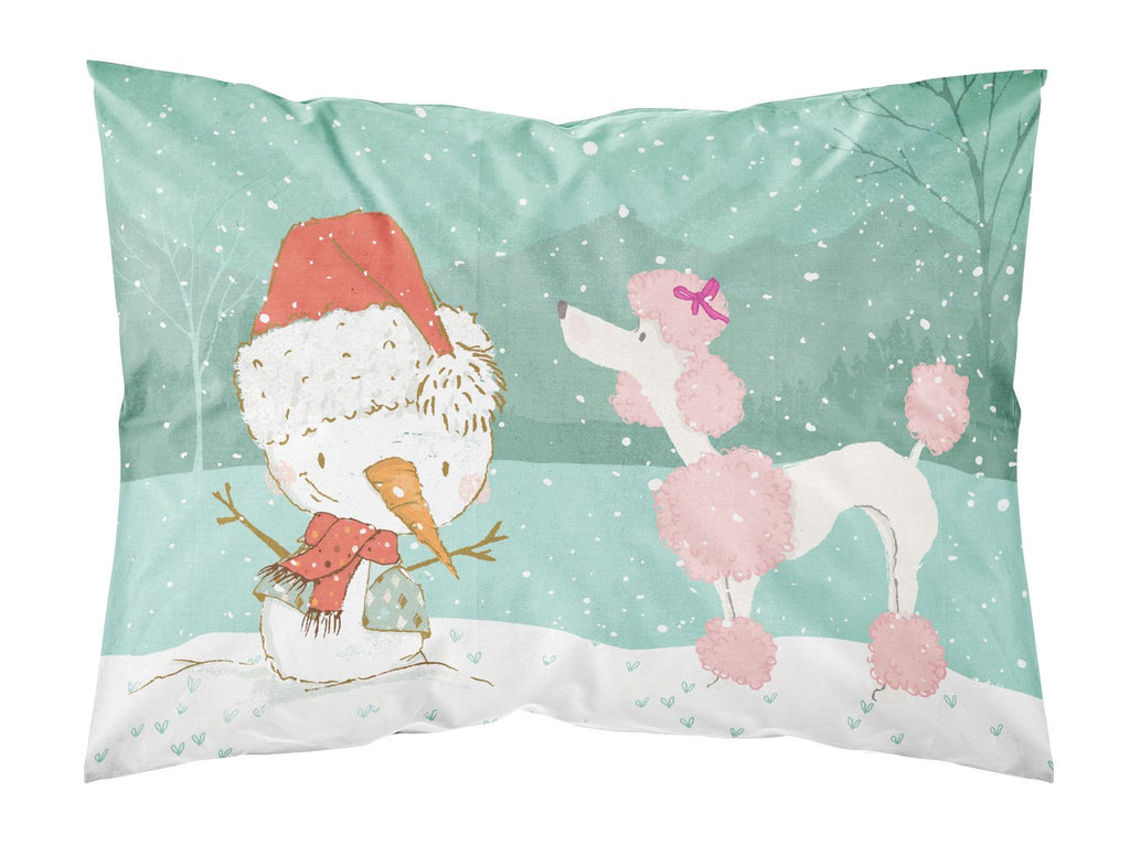 Pink Poodle Snowman Christmas Standard Pillowcase Lightweight Super Soft Easy Care Decorative Artwork Pillowcase, Standard