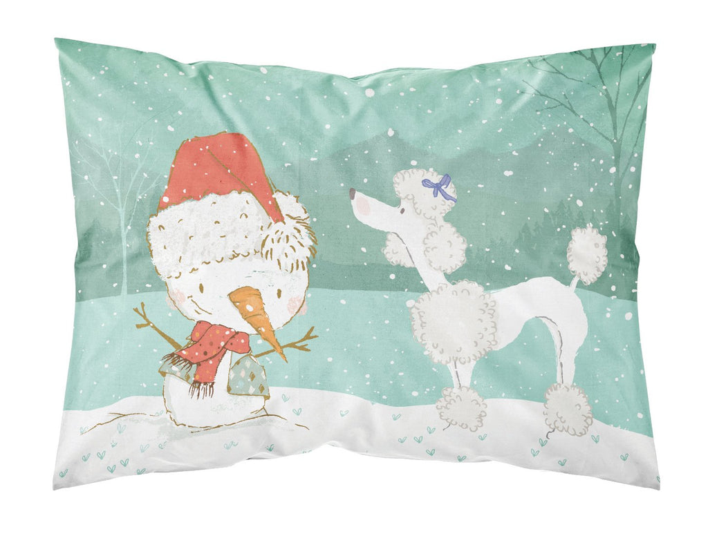 White Poodle Snowman Christmas Standard Pillowcase Lightweight Super Soft Easy Care Decorative Artwork Pillowcase, Standard