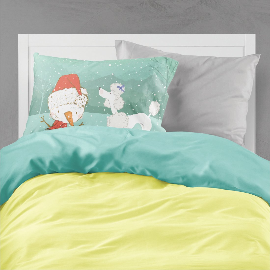 White Poodle Snowman Christmas Standard Pillowcase Lightweight Super Soft Easy Care Decorative Artwork Pillowcase, Standard
