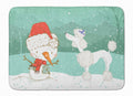 White Poodle Snowman Christmas Memory Foam Kitchen Mat Machine Washable Anti-Fatigue Cushion Comfort Bath or Kitchen Rug