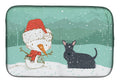 Scottish Terrier Snowman Christmas Dish Drying Mat Absorbent Dish Drying Mat Pad for Kitchen Counter Dish Drainer Mat for Countertop, 14 x 21", Multicolor