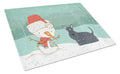 Scottish Terrier Snowman Christmas Cutting Board Tempered Glass Kitchen Cutting Surface, Heat Resistant Chopping, Non-Slip Feet, Food Prep & Serving