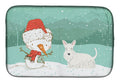 Wheaten Scottish Terrier Snowman Christmas Dish Drying Mat Absorbent Dish Drying Mat Pad for Kitchen Counter Dish Drainer Mat for Countertop, 14 x 21", Multicolor