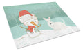 Wheaten Scottish Terrier Snowman Christmas Cutting Board Tempered Glass Kitchen Cutting Surface, Heat Resistant Chopping, Non-Slip Feet, Food Prep & Serving