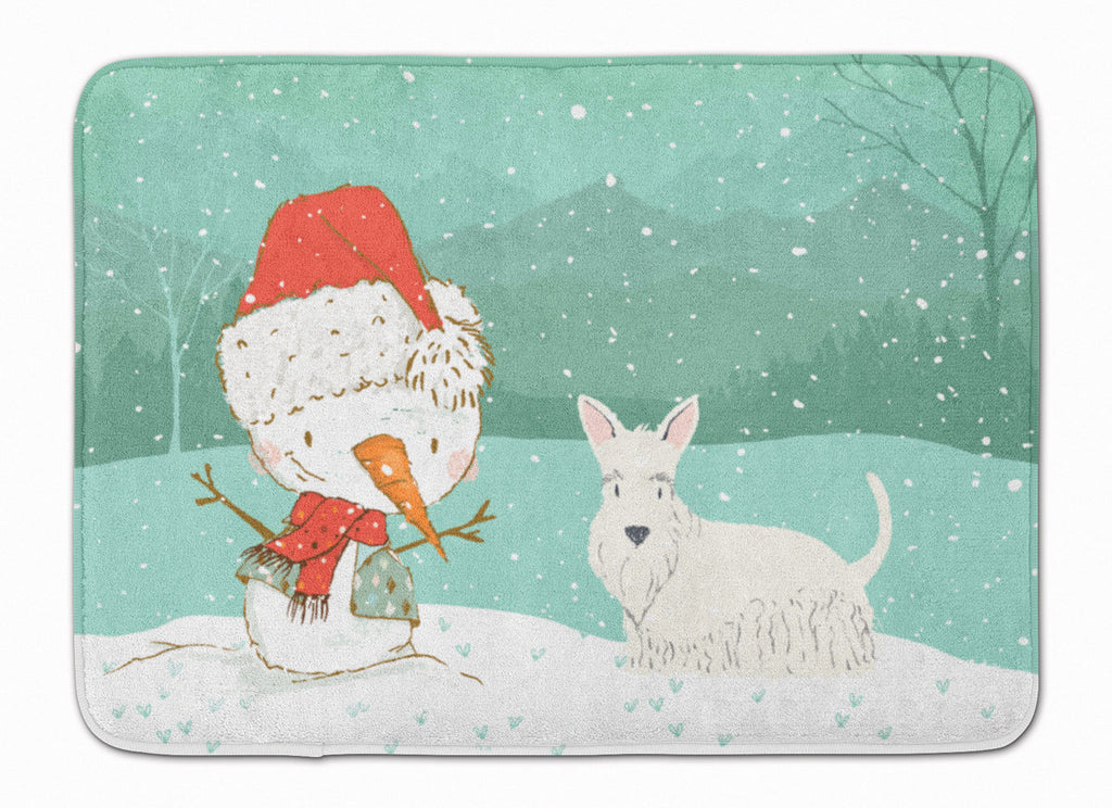Wheaten Scottish Terrier Snowman Christmas Memory Foam Kitchen Mat Machine Washable Anti-Fatigue Cushion Comfort Bath or Kitchen Rug