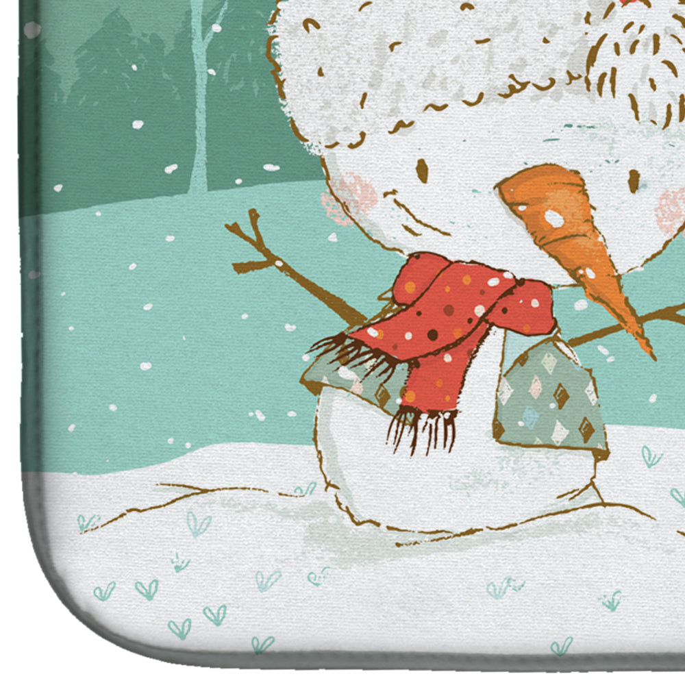 Black Spaniel Snowman Christmas Dish Drying Mat Absorbent Dish Drying Mat Pad for Kitchen Counter Dish Drainer Mat for Countertop, 14 x 21", Multicolor