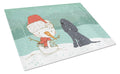 Black Spaniel Snowman Christmas Cutting Board Tempered Glass Kitchen Cutting Surface, Heat Resistant Chopping, Non-Slip Feet, Food Prep & Serving