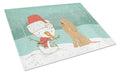 Tan Spaniel Snowman Christmas Cutting Board Tempered Glass Kitchen Cutting Surface, Heat Resistant Chopping, Non-Slip Feet, Food Prep & Serving